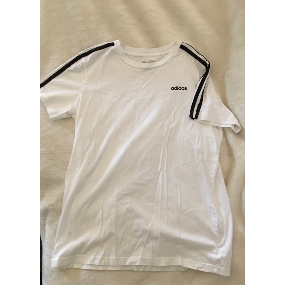 Adidas White Striped Cotton Shirt